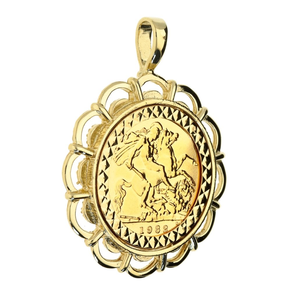 Yellow Gold 1982 Half Sovereign Coin Mounted Pendant - 8.0g