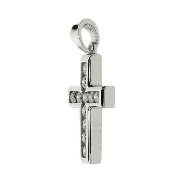 Ladies 18ct White Gold Diamond Set Cross Pendant - 0.55ct