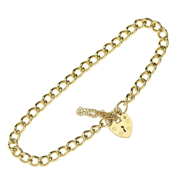 Ladies 9ct Yellow Gold Curb Bracelet - 8.9g