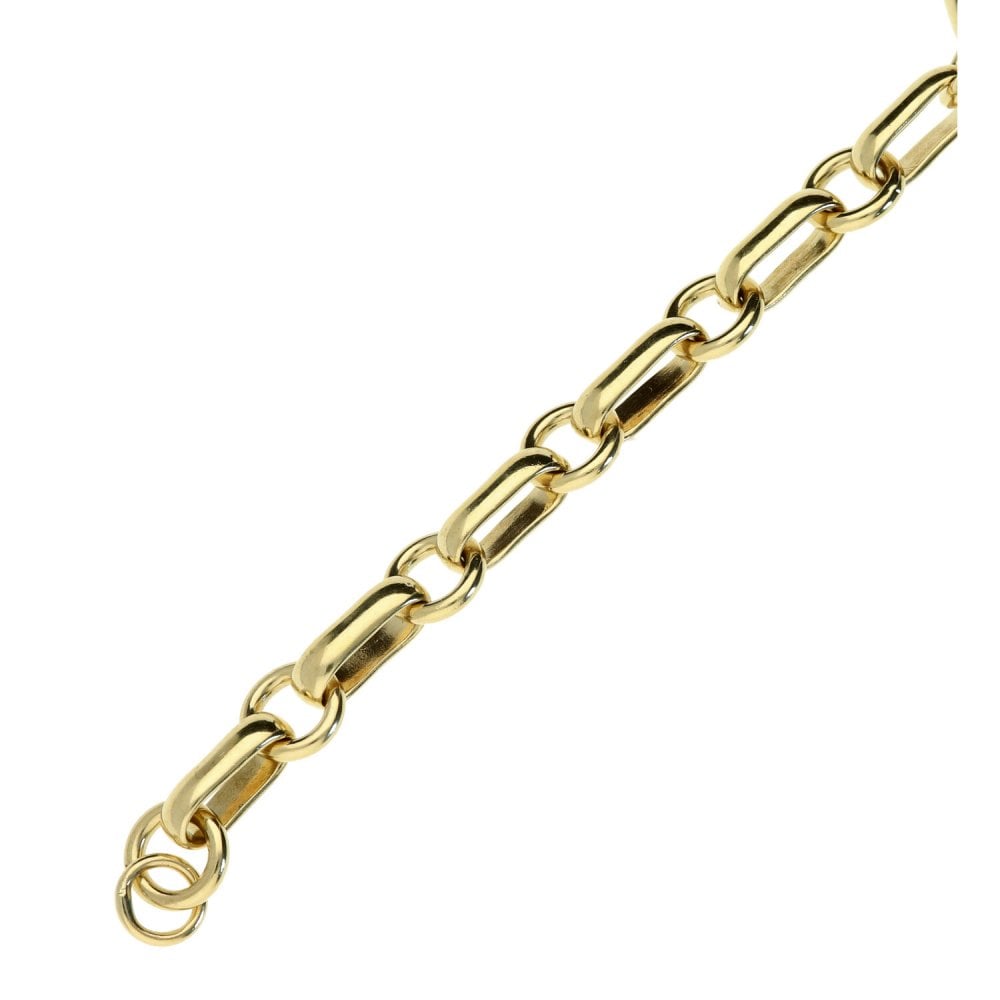 Ladies 9ct Yellow Gold 7" Oval & Circle Loop Bracelet - 13.8g