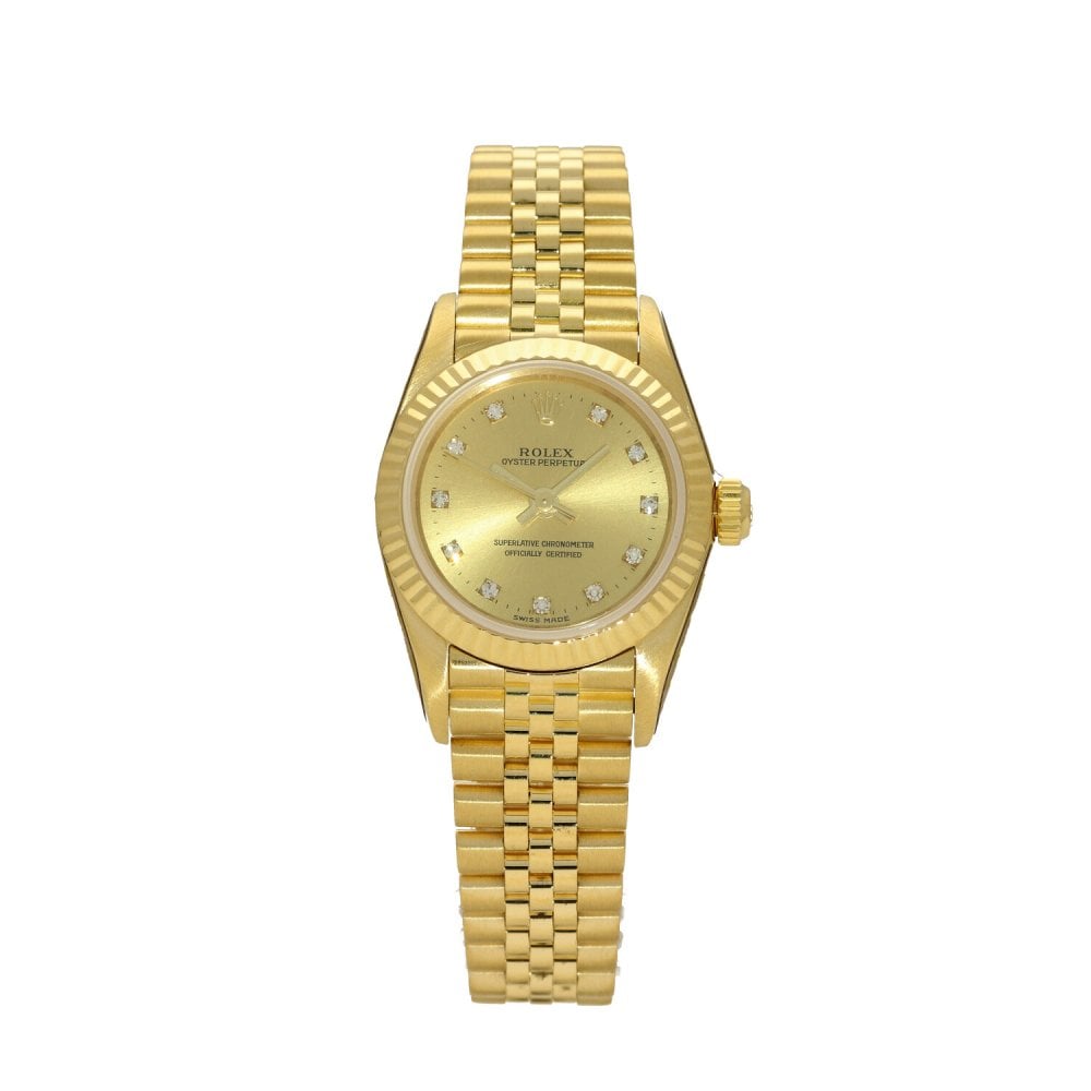 Oyster Perpetual 76198 - Ladies Gold Watch - Diamond Dial - 1999