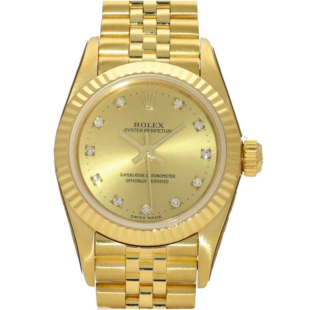 Oyster Perpetual 76198 - Ladies Gold Watch - Diamond Dial - 1999