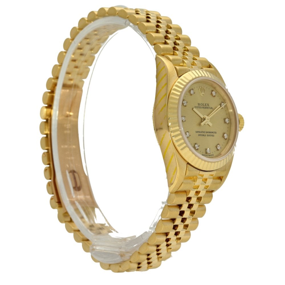 Oyster Perpetual 76198 - Ladies Gold Watch - Diamond Dial - 1999