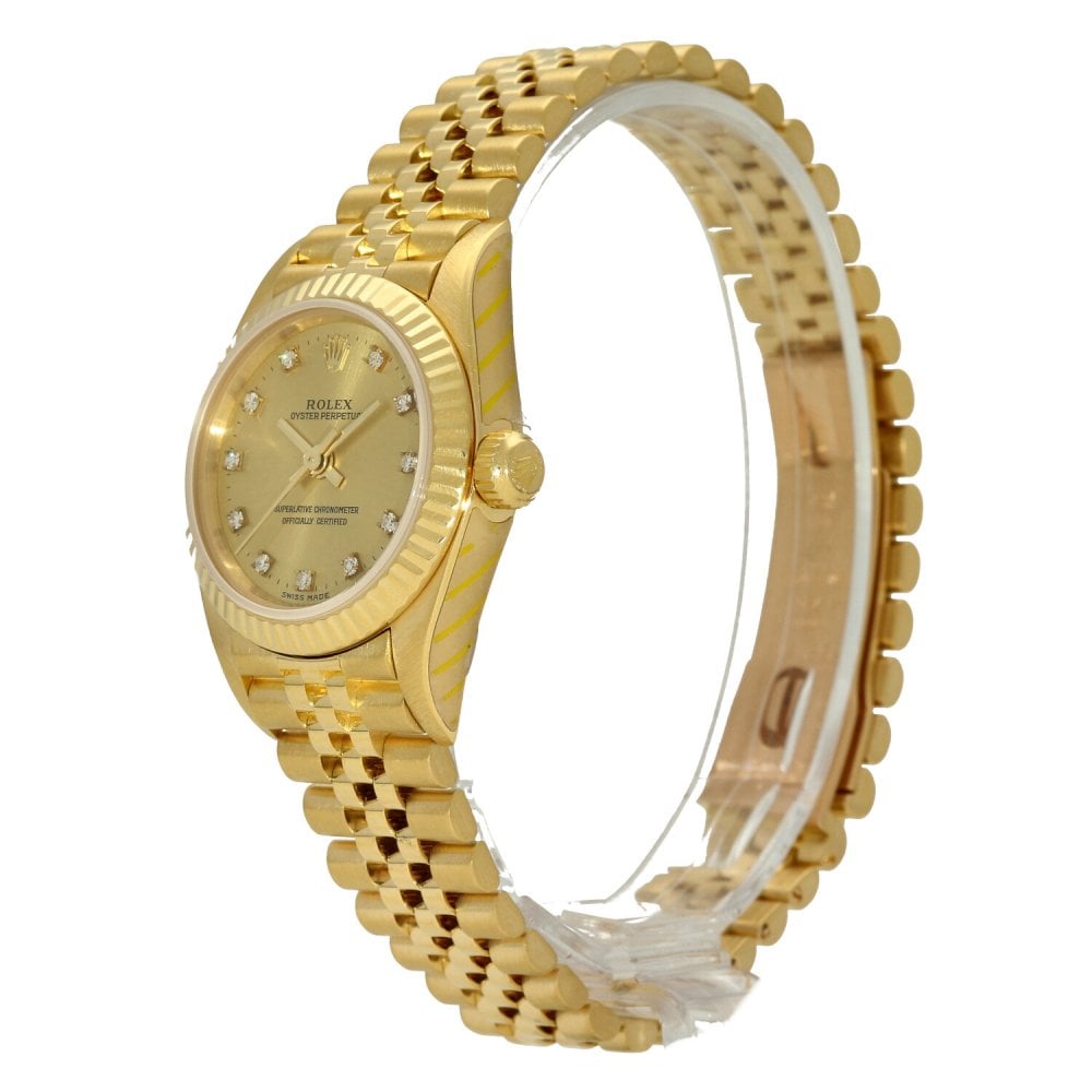 Oyster Perpetual 76198 - Ladies Gold Watch - Diamond Dial - 1999