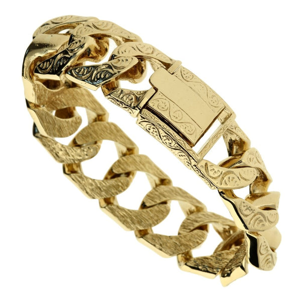 9ct Yellow Gold Gents Curb Bracelet - 268.4g