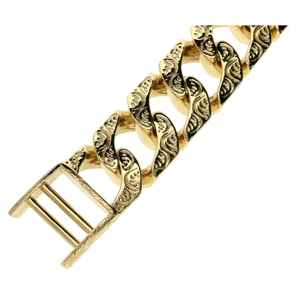 9ct Yellow Gold Gents Curb Bracelet - 268.4g