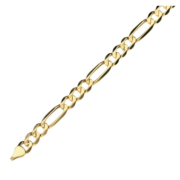 Mens 9ct Yellow Gold Figaro Bracelet - 9" - 7.4g