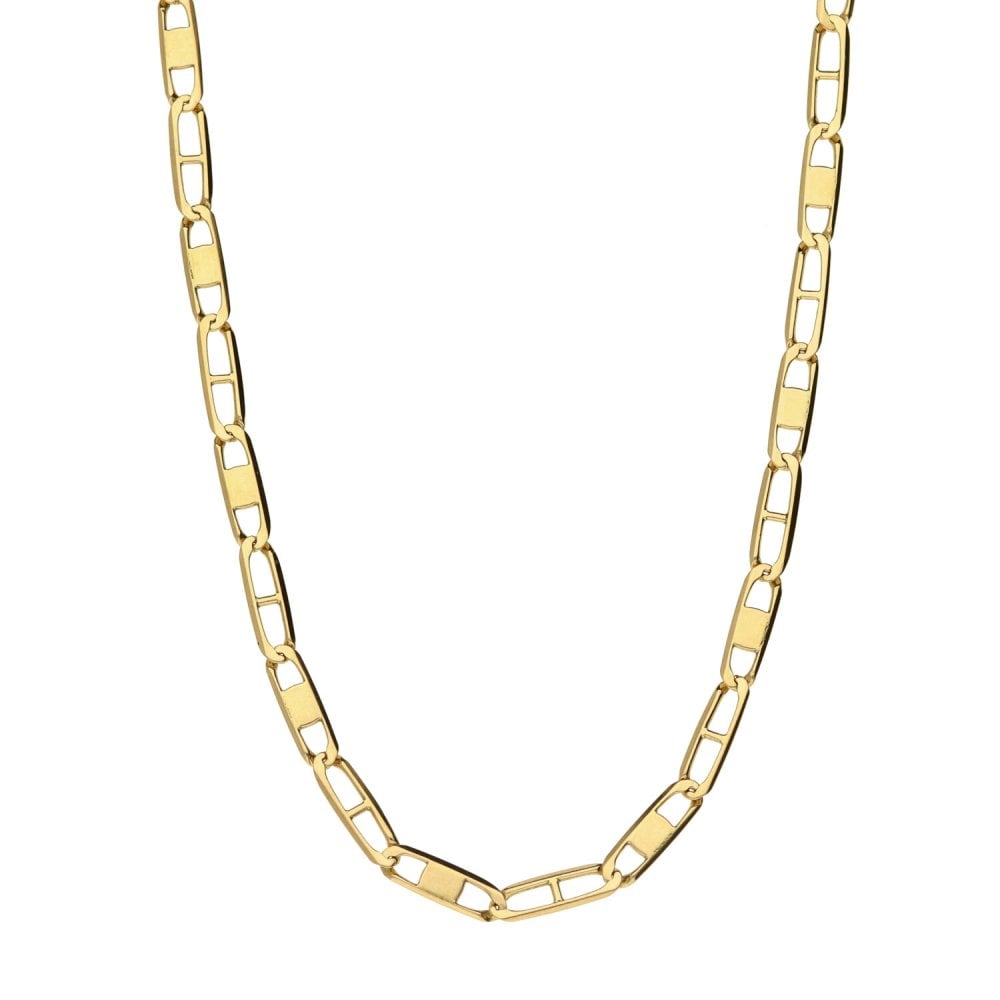 Ladies 9ct Yellow Gold Anchor Chain - 18" - 5.1g