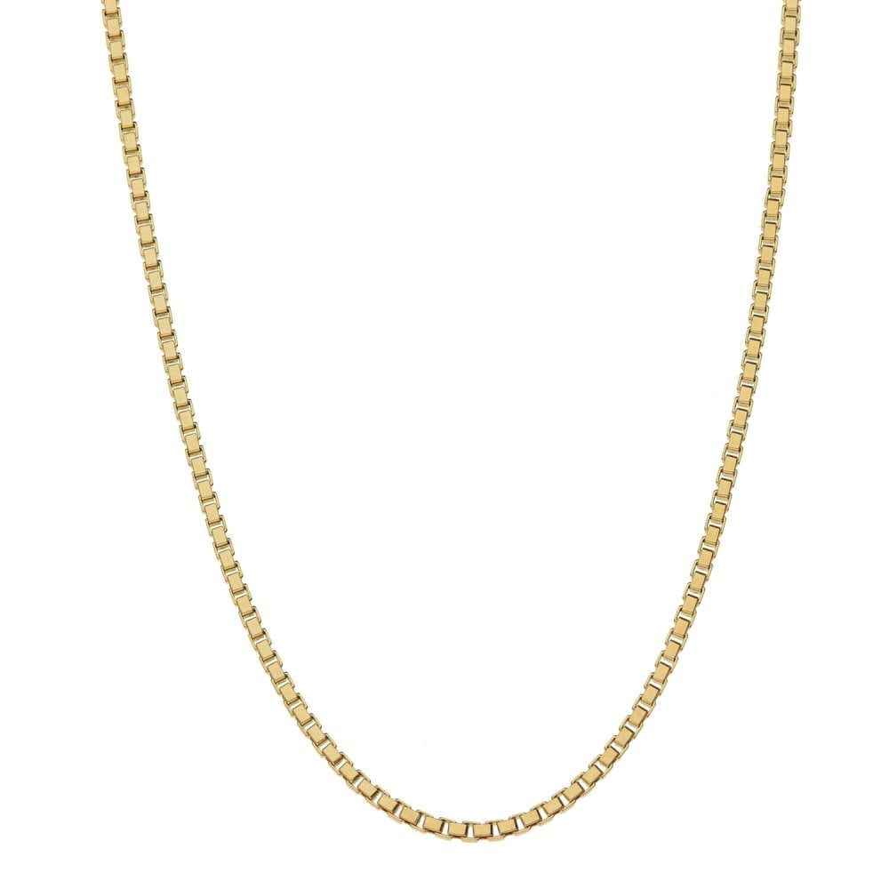 Ladies 9ct Yellow Gold Box Necklace - 20" - 7.3g