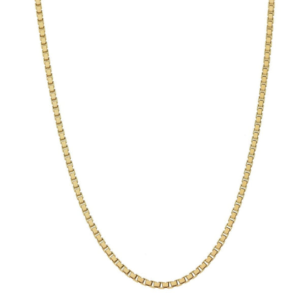 Ladies 9ct Yellow Gold Box Necklace - 20" - 7.3g