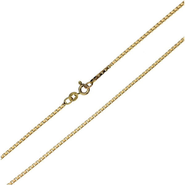 Ladies 9ct Yellow Gold Box Necklace - 20" - 7.3g