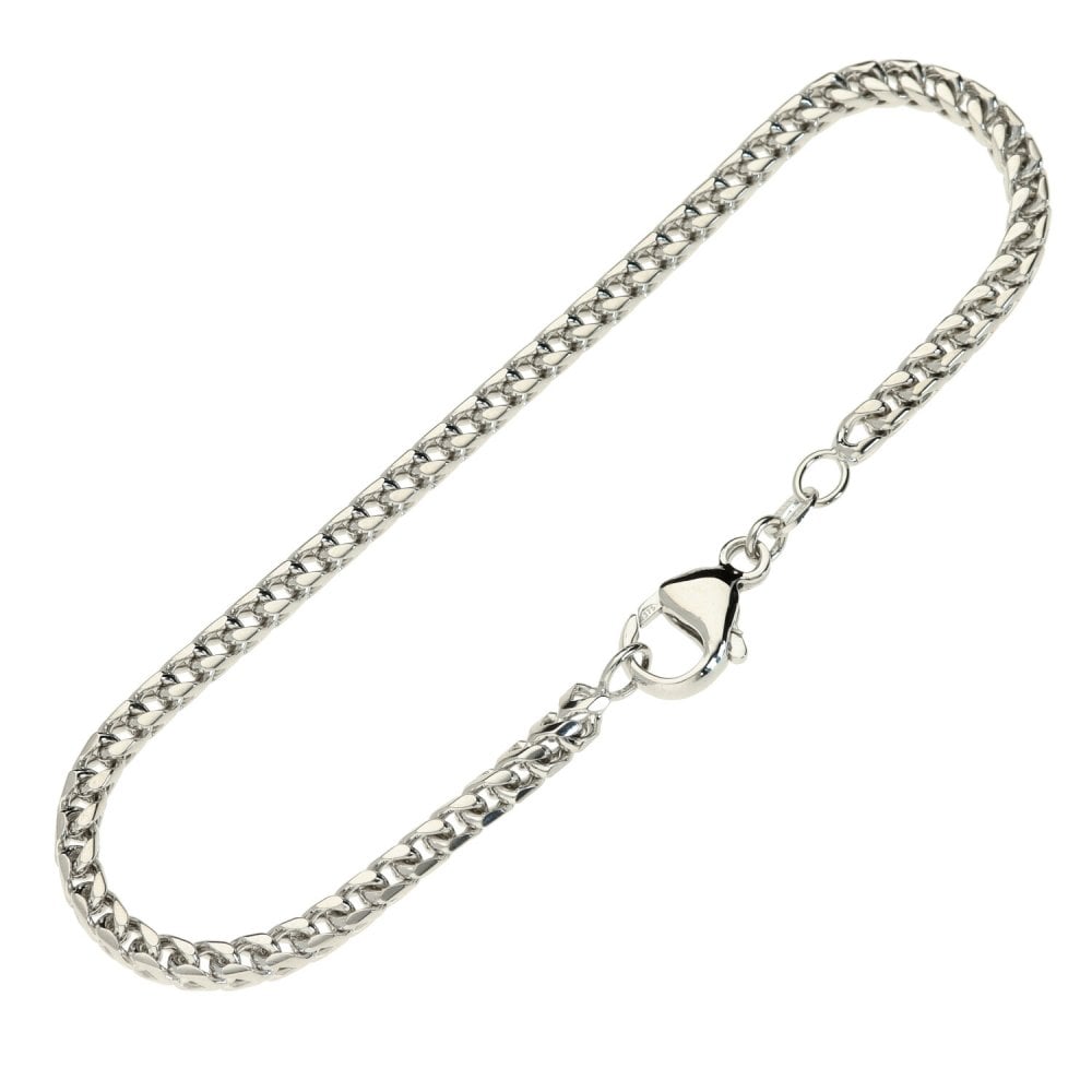 Ladies 9ct White Gold Box Link Bracelet - 7.5" - 9.9g