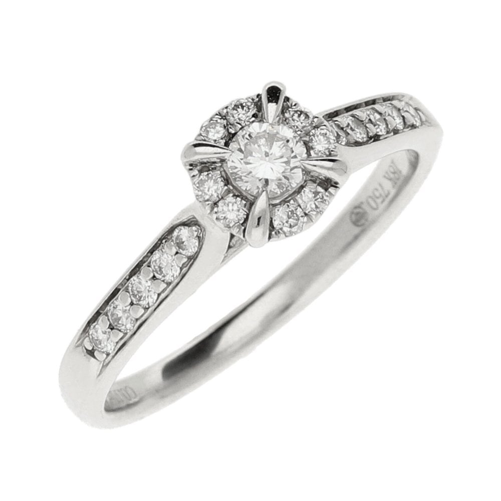 Ladies 18ct White Gold Diamond Cluster Ring - 0.24ct