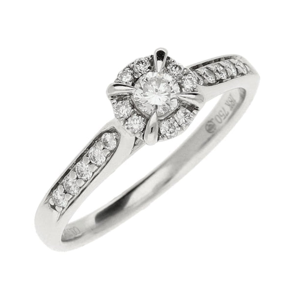 Ladies 18ct White Gold Diamond Cluster Ring - 0.24ct