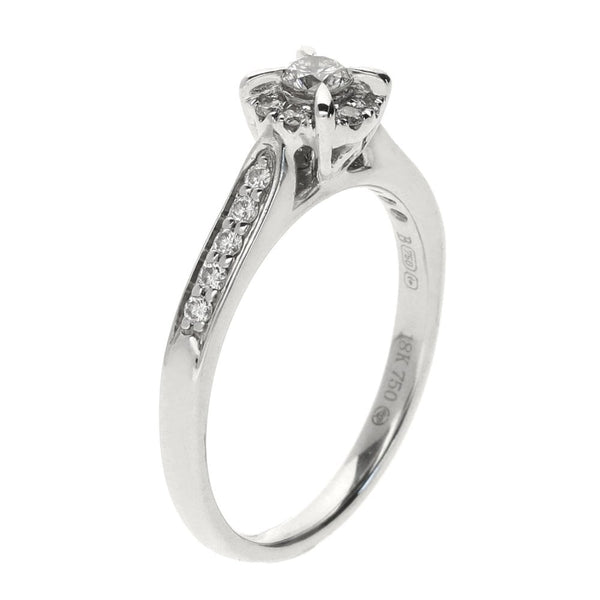 Ladies 18ct White Gold Diamond Cluster Ring - 0.24ct