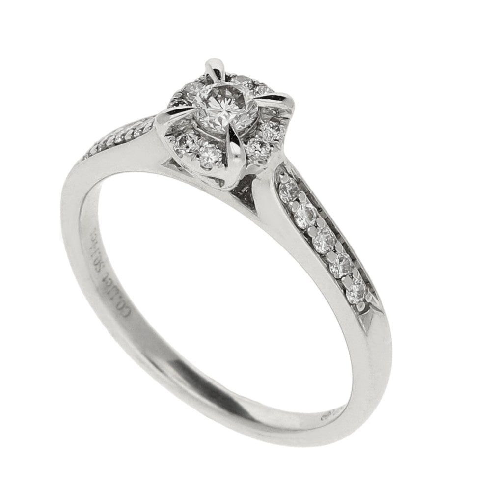 Ladies 18ct White Gold Diamond Cluster Ring - 0.24ct
