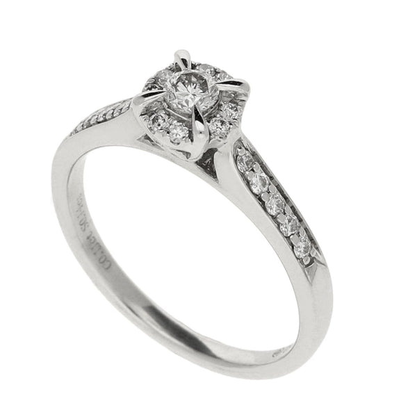 Ladies 18ct White Gold Diamond Cluster Ring - 0.24ct