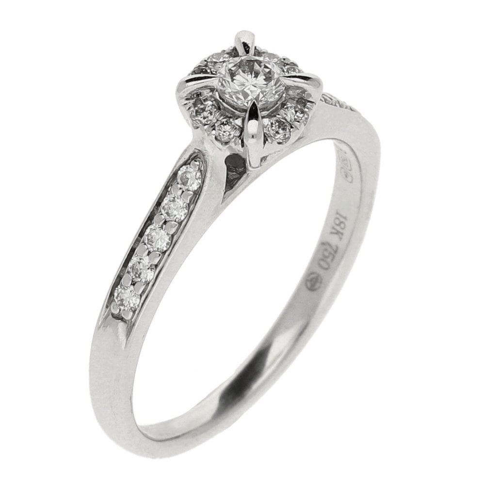 Ladies 18ct White Gold Diamond Cluster Ring - 0.24ct