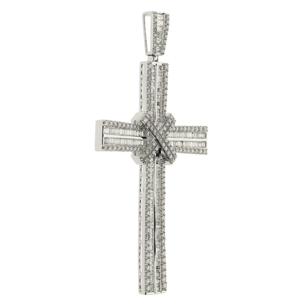 Ladies 9ct White Gold Diamond Set Cross Pendant - 7.00ct