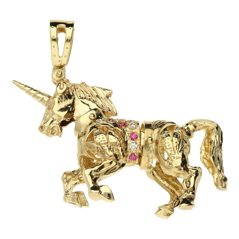 9ct Yellow Gold Large Unicorn Pendant - 19.5 grams