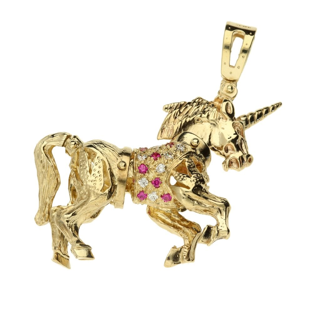 9ct Yellow Gold Large Unicorn Pendant - 19.5 grams