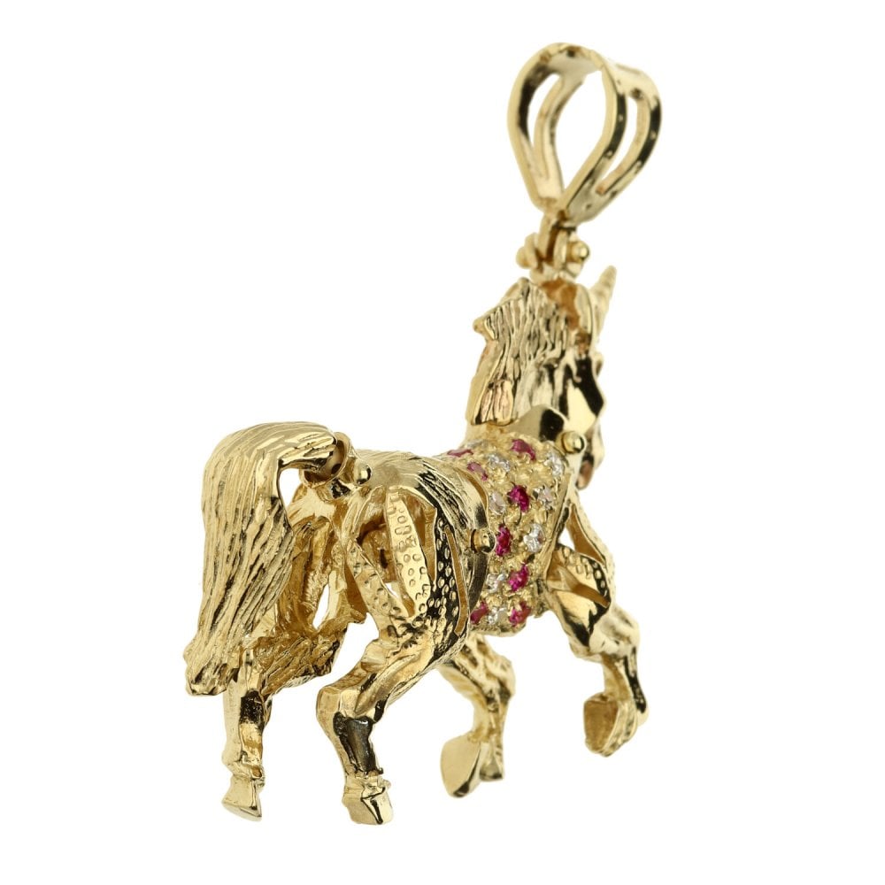 9ct Yellow Gold Large Unicorn Pendant - 19.5 grams