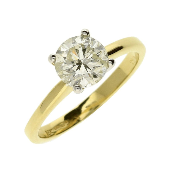 Ladies 18ct Yellow Gold Diamond Solitaire Ring - 1.04ct