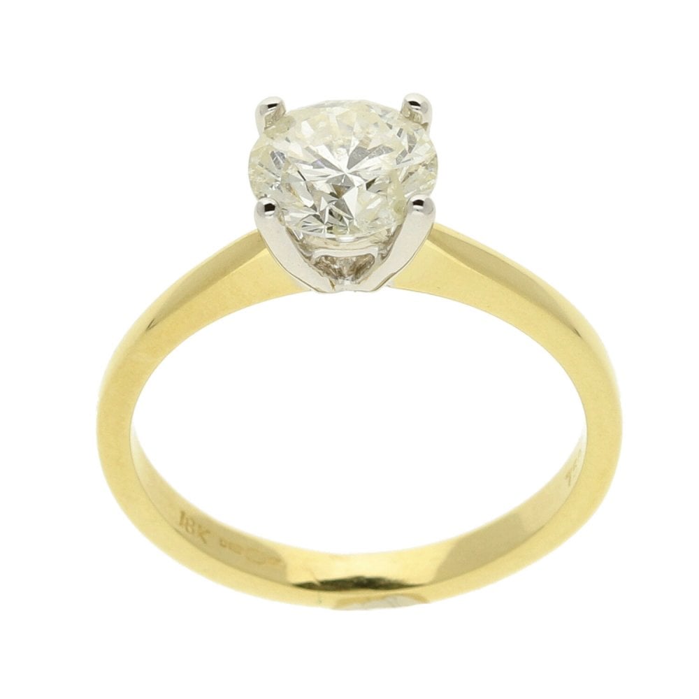 Ladies 18ct Yellow Gold Diamond Solitaire Ring - 1.04ct