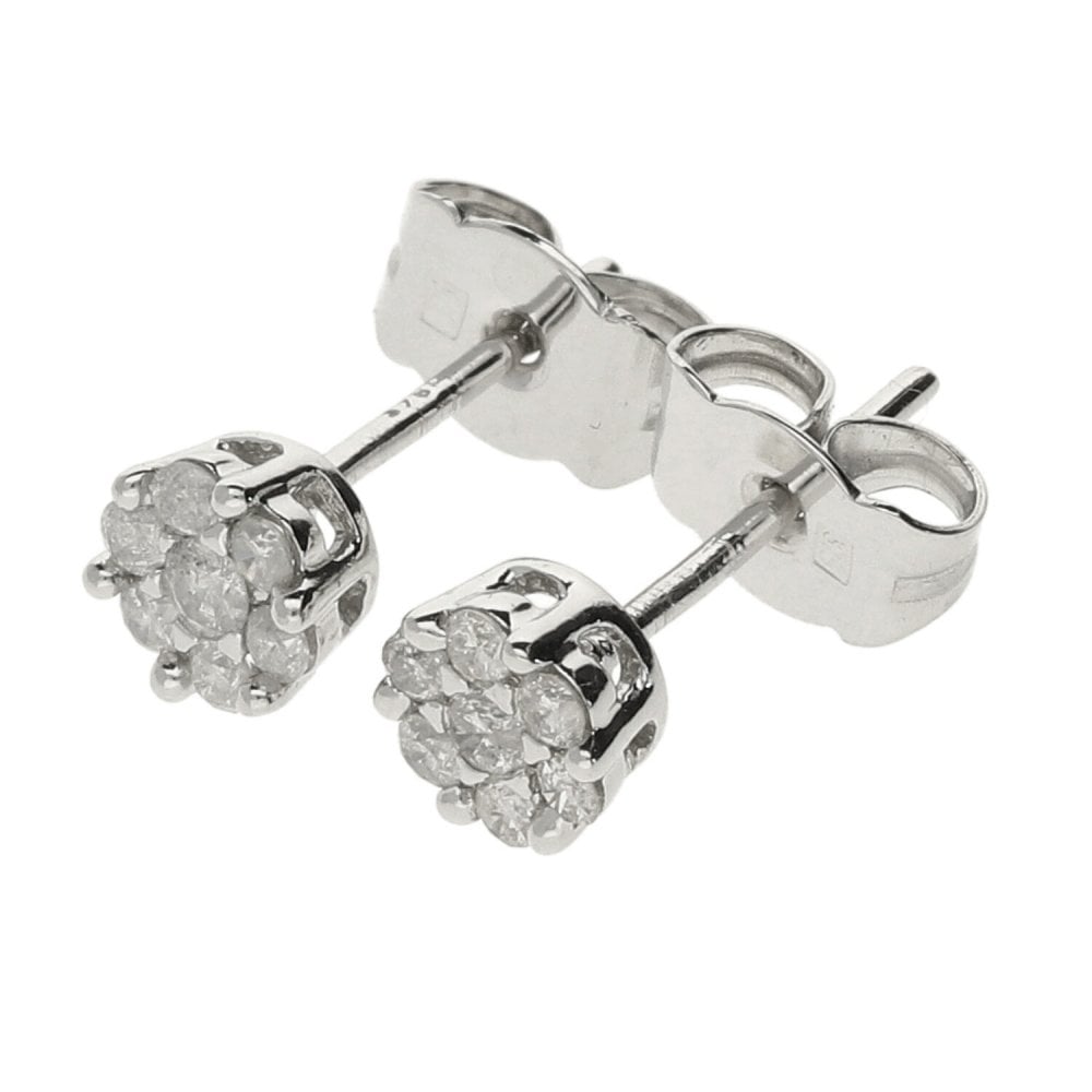 9ct White Gold Diamond Stud Earrings. - 0.16ct