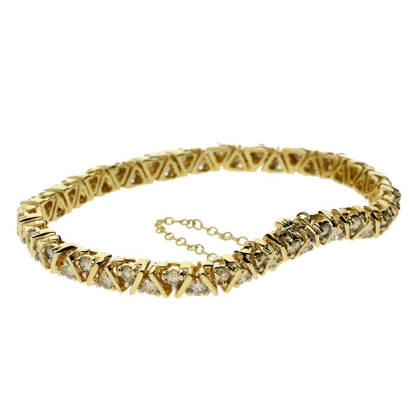 Ladies 14ct Yellow Gold Diamond Bracelet - 4.00ct - 21.8g