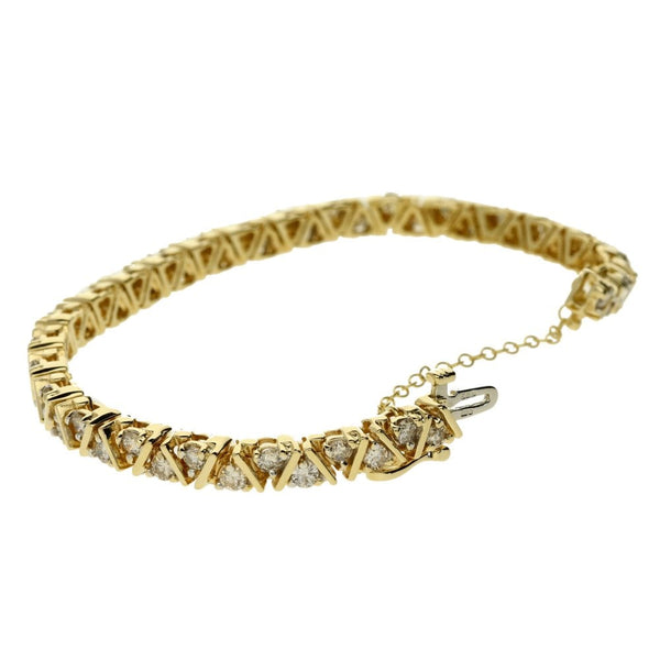 Ladies 14ct Yellow Gold Diamond Bracelet - 4.00ct - 21.8g