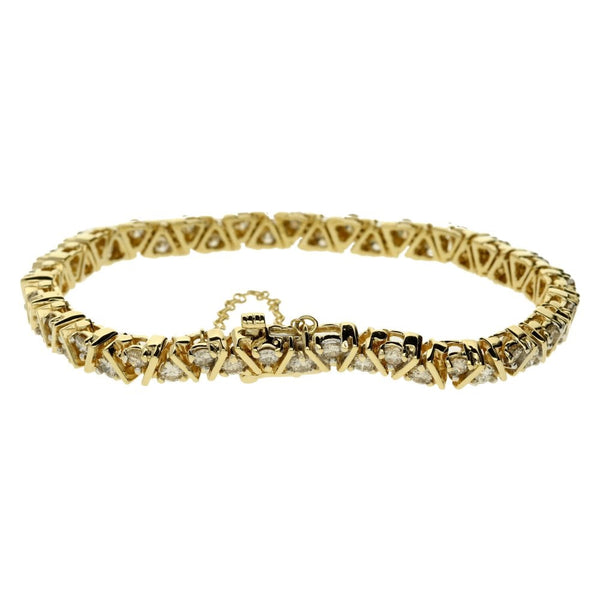 Ladies 14ct Yellow Gold Diamond Bracelet - 4.00ct - 21.8g
