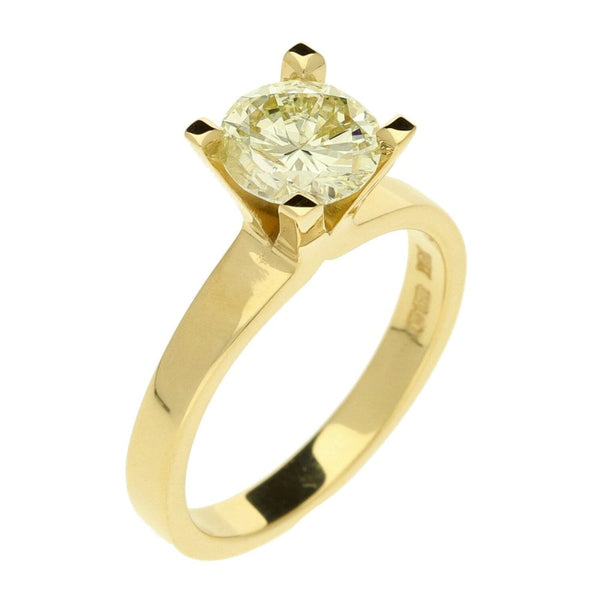 Ladies 18ct Yellow Gold Diamond Solitaire Ring - M½ - 1.41ct