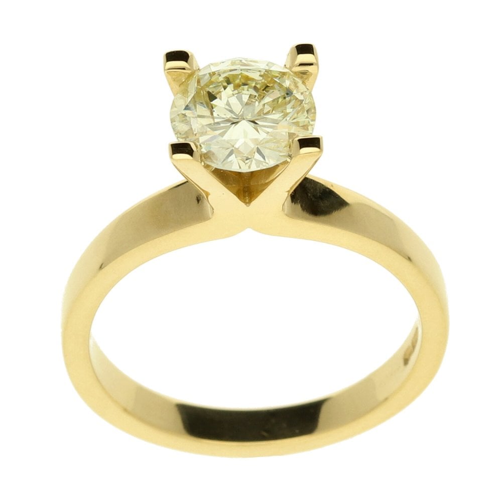 Ladies 18ct Yellow Gold Diamond Solitaire Ring - M½ - 1.41ct