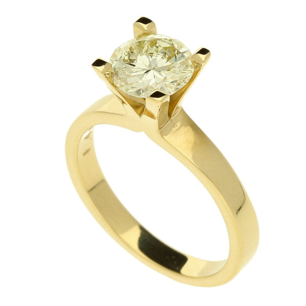 Ladies 18ct Yellow Gold Diamond Solitaire Ring - M½ - 1.41ct