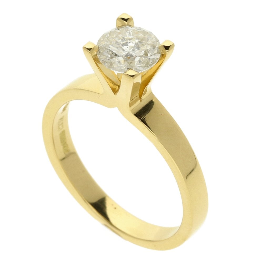 18ct Yellow Gold Diamond Solitaire Ring - Size ½ - 1.05ct