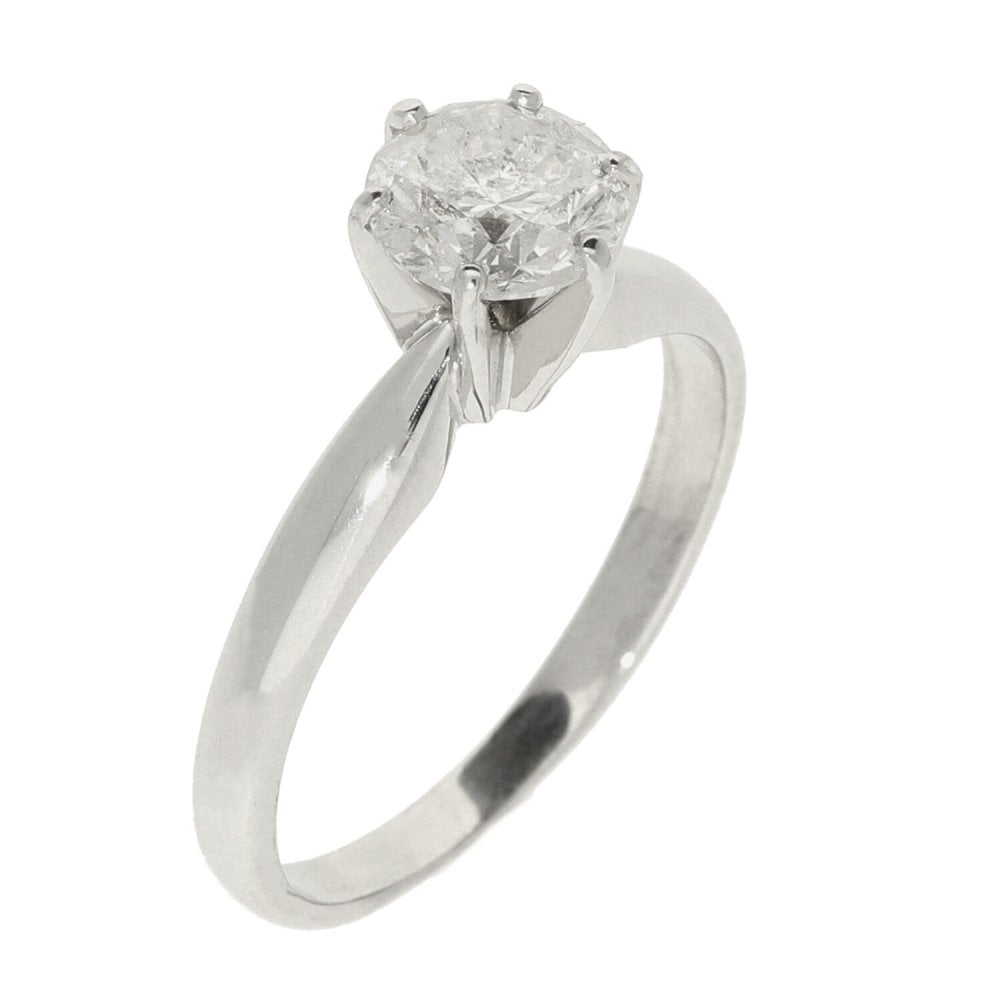 18ct White Gold Diamond Solitaire Ring - Size L - 1.03ct