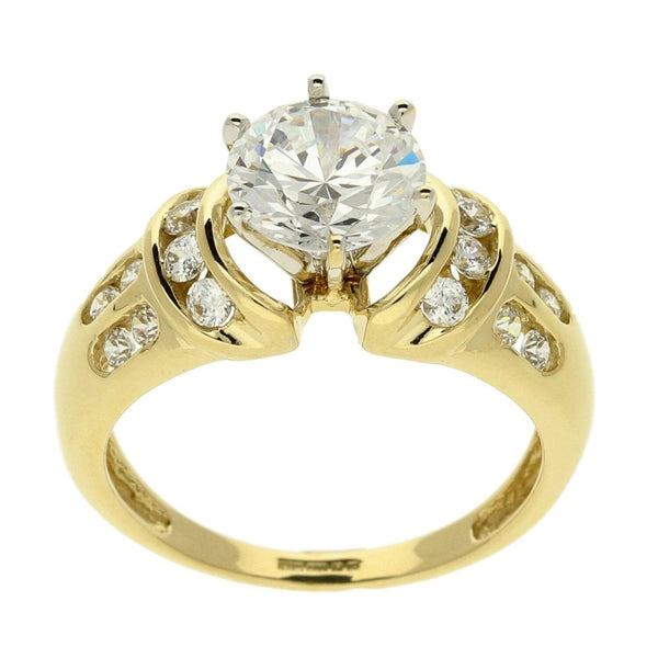 14ct Yellow Gold Cubic Zirconia Dress Ring - Size P