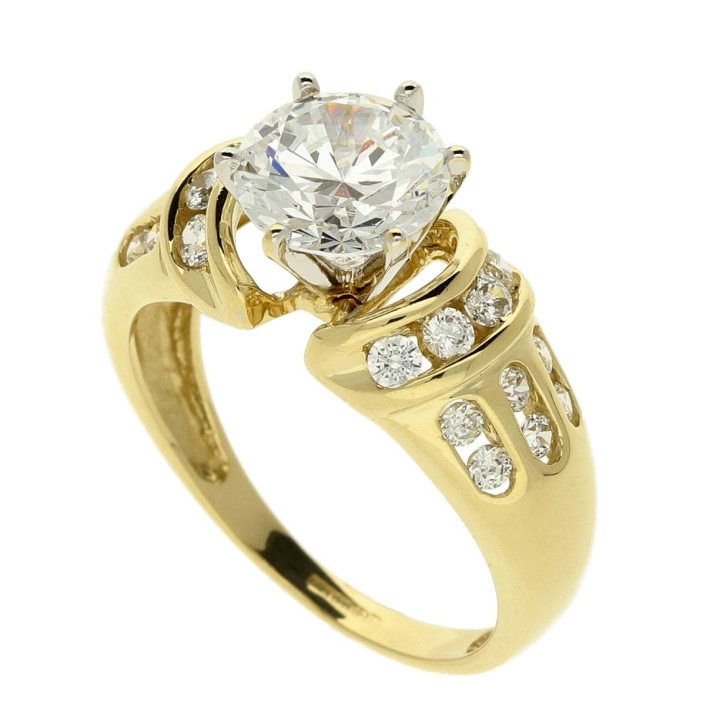 14ct Yellow Gold Cubic Zirconia Dress Ring - Size P