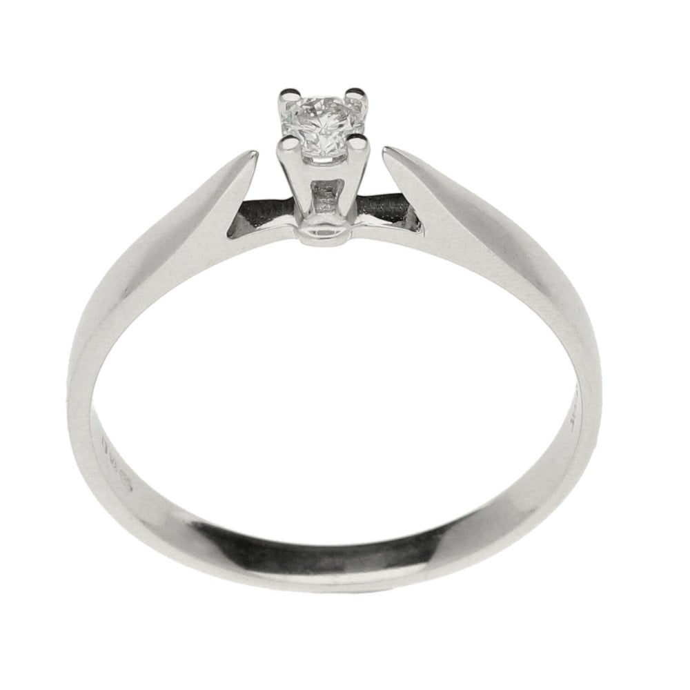9ct White Gold Diamond Solitaire Ring - Size M½ - 0.10ct