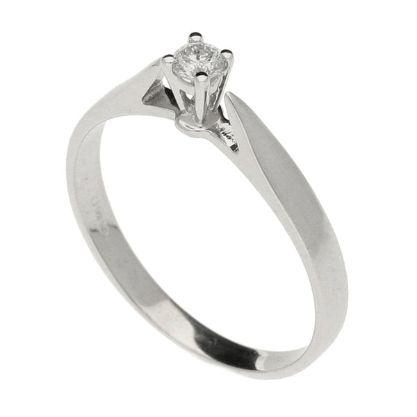 9ct White Gold Diamond Solitaire Ring - Size M½ - 0.10ct