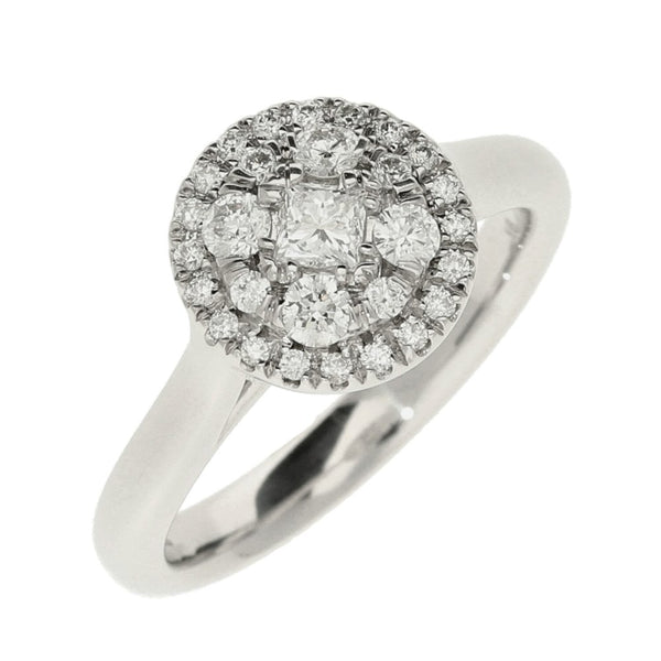 Ladies 9ct White Gold Diamond Cluster Ring - 0.50ct
