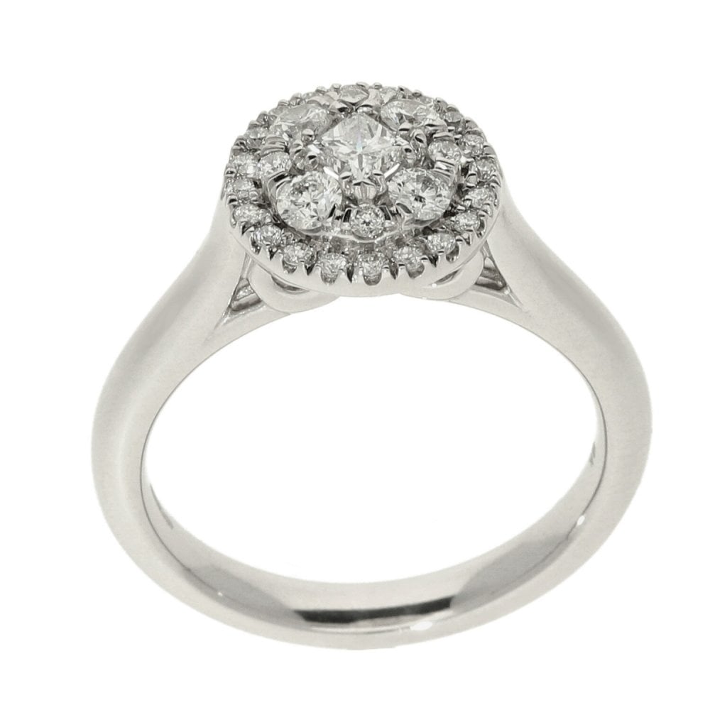 Ladies 9ct White Gold Diamond Cluster Ring - 0.50ct