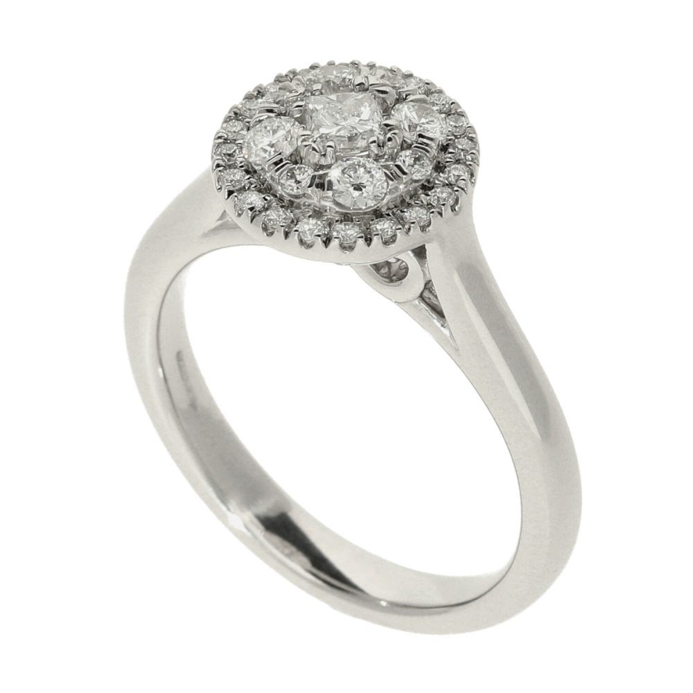 Ladies 9ct White Gold Diamond Cluster Ring - 0.50ct