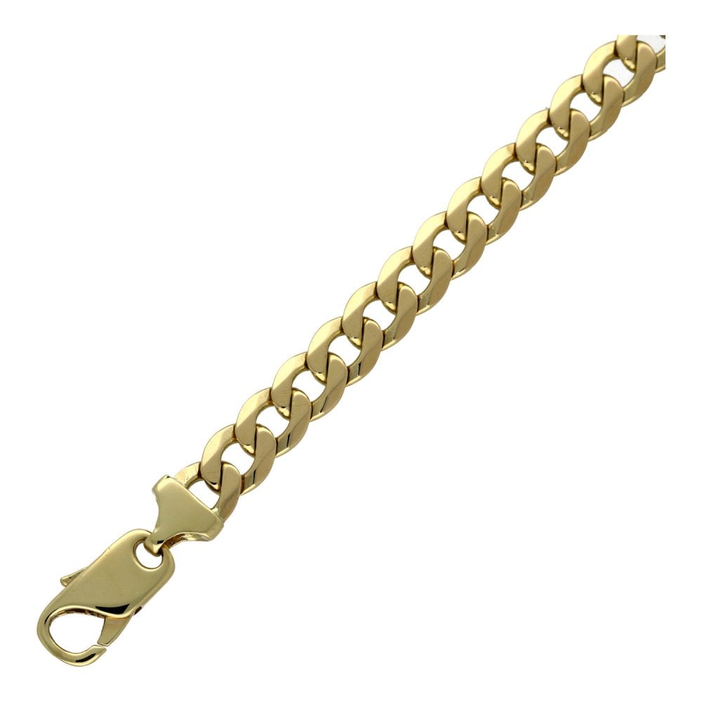 Mens 9ct Yellow Gold Curb Bracelet - 8" - 23.8g