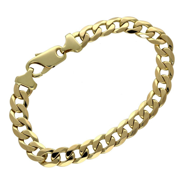 Mens 9ct Yellow Gold Curb Bracelet - 8" - 23.8g