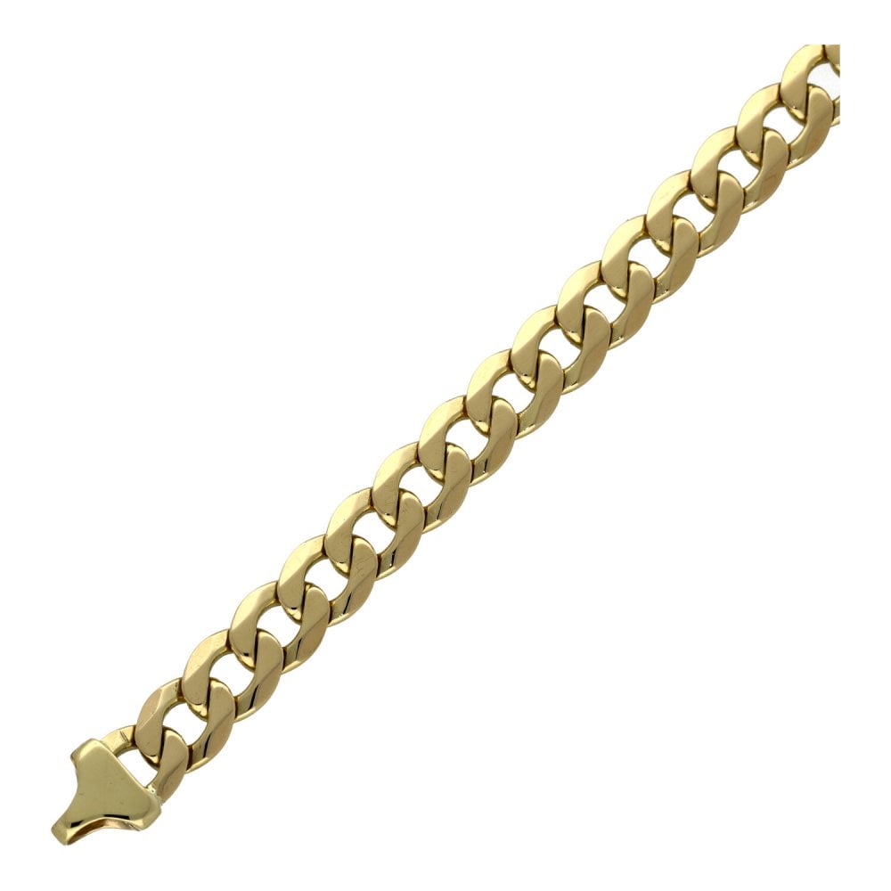 Mens 9ct Yellow Gold Curb Bracelet - 8" - 23.8g