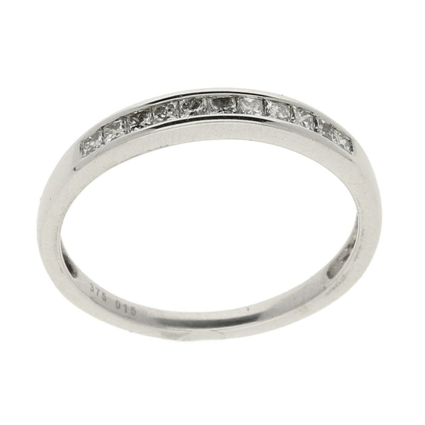 Ladies 9ct White Gold Diamond Half Eternity Ring - Size L
