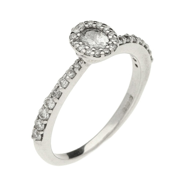 Ladies 9ct White Gold Diamond Cluster Ring - Size K