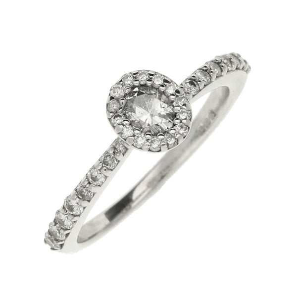 Ladies 9ct White Gold Diamond Cluster Ring - Size K